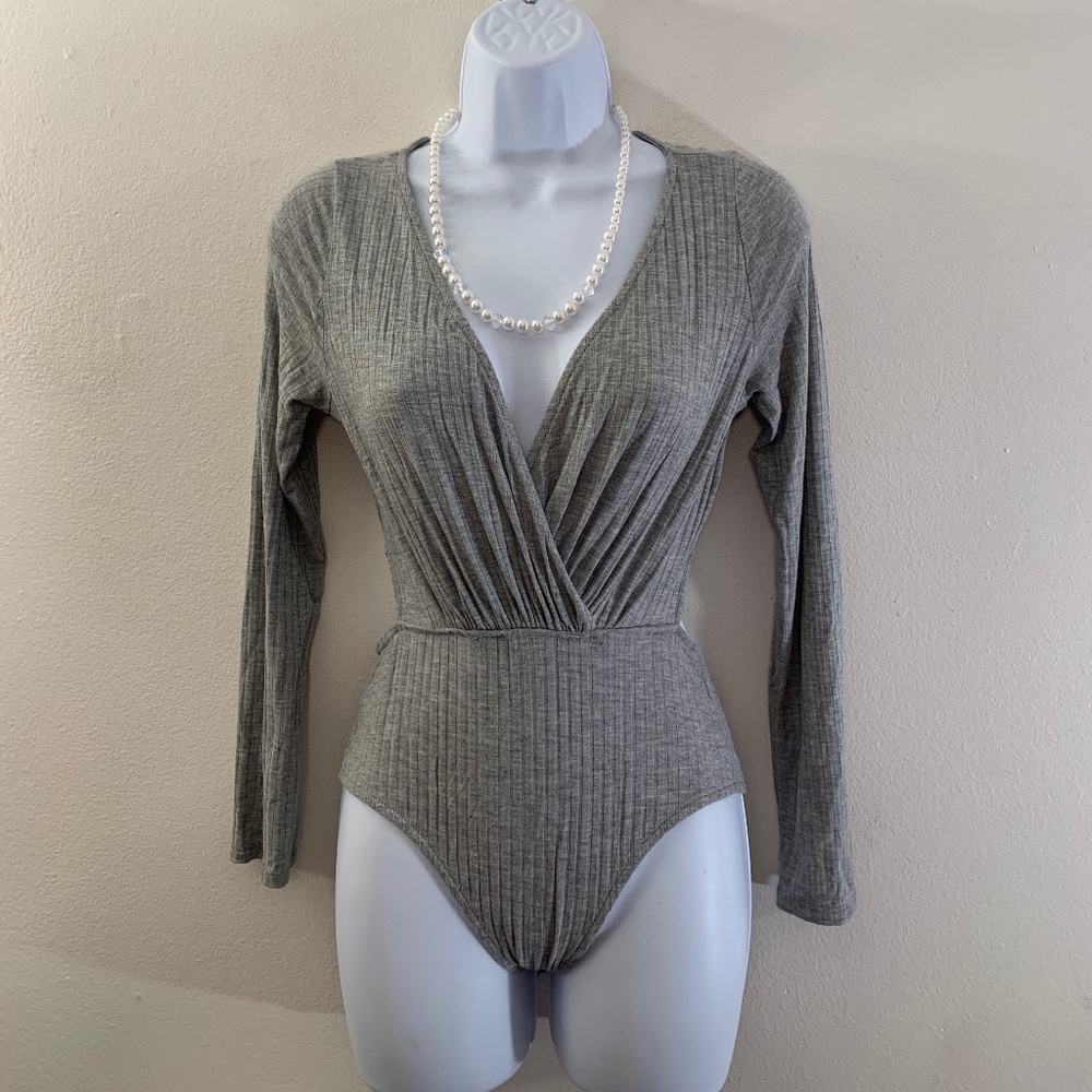 Identity Plunging Neckline Bodysuit Large Rayon